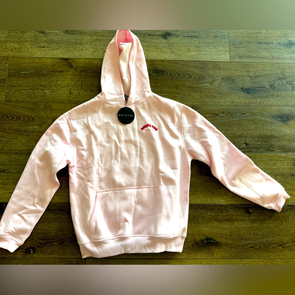 Pink white fox hoodie